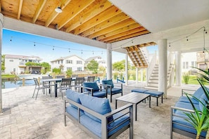Outdoor dining - Town of South Bethany canal-front home with dock & decks - two blocks to beach (South Bethany)