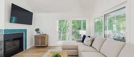TV, fireplace, offices