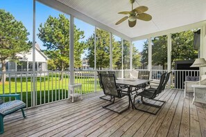 Outdoor dining - Bear Trap Dunes house w/ basketball court, fireplace, tennis court, & free WiFi (Ocean View)