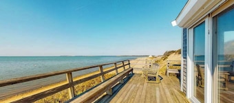 Oceanfront home with great views, deck, grill & beach access - dog-friendly
