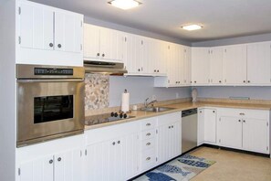Fridge, microwave, oven, stovetop - Spacious Eastham Home w/ Expansive Deck & Yard - Near Nauset Light Beach (Eastham)