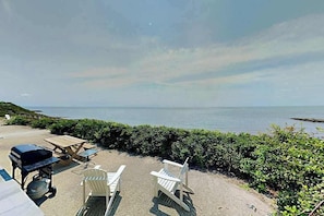 Terrace/patio - Sleek, modern home with central AC - steps to private beach & near trail (Dennis Port)