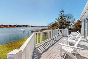 Terrace/patio - Updated Waterfront Gem on Saltwater Town Cove w/ Private Dock & Sunrise Views (Eastham)