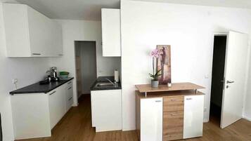 Kühlschrank, Ofen, Herdplatte, Kochgeschirr/Geschirr/Besteck