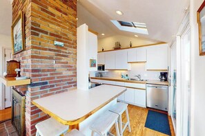 Fridge, microwave, oven, stovetop - Stunning waterfront home with furnished deck, dock & majestic views - dogs OK (West Dennis)