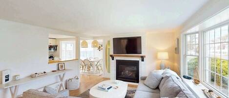 TV, fireplace, offices
