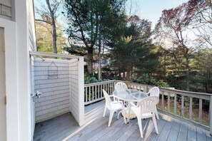 Outdoor dining - Summer home with expansive deck & wonderful location for beachgoers (Mashpee)