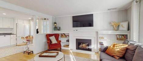 TV, fireplace, offices