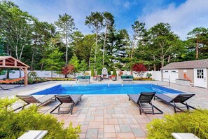 Pool - Modern home with dog-friendly yard, private pool/hot tub, pickleball & fast WiFi (Mashpee)