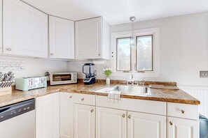Fridge, microwave, oven, stovetop - Charming home with private pool, deeded bay access, firepit, & W/D (South Dennis)