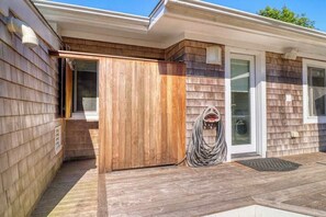 Exterior detail - Coastal home with outdoor shower, grill, fireplace, central AC, & W/D (Oak Bluffs)