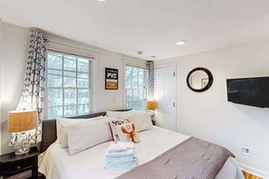Desk, iron/ironing board, WiFi, bed sheets - Updated condo with ocean view, viewing deck, & private W/D (Provincetown)