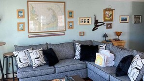 TV, DVD player, offices - Condo near golf with with ocean views, firepit, balcony, & deck (Provincetown)