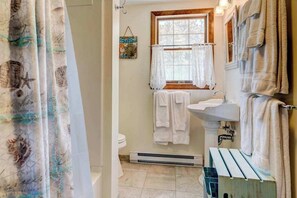 Shower, towels - Charming home steps to beach, includes 2 full units with patio, grill, & views (Orleans)