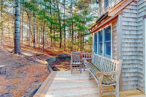 Terrace/patio - Expansive, dog-friendly home with sauna, decks & great location (Wellfleet)