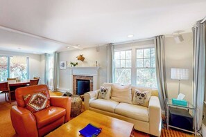 TV, offices - Dog-friendly, hilltop home near the beach with hot tub, firepit & gorgeous porch (Truro)