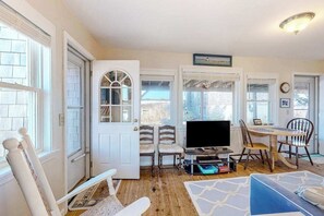 TV, DVD player, stereo, offices - Dog-friendly bay view cottage with a furnished porch, washer/dryer, & roof deck (Sandwich)