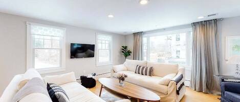 TV, fireplace, offices
