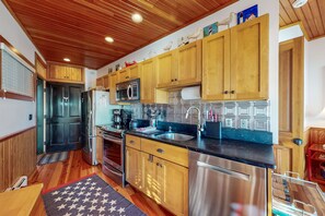 Fridge, microwave, oven, stovetop - Beachfront condo in the heart of town with water views, patio & grill (Provincetown)