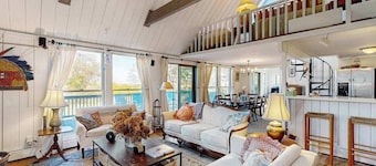Private island house with close beach access and water view from deck