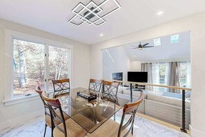 Dining - Charming home with private hot tub, firepit, deck, grill, outdoor shower, AC (Oak Bluffs)