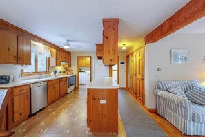 Fridge, microwave, oven, stovetop - Quiet home with sunroom, deck, W/D, AC, & quick access to beach (Wellfleet)