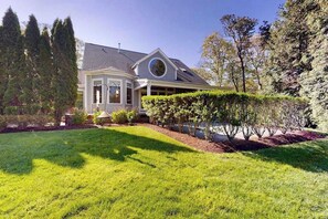 Exterior - 2-story home near Crystal Lake with partial views, deck, grill, outdoor shower (Oak Bluffs)