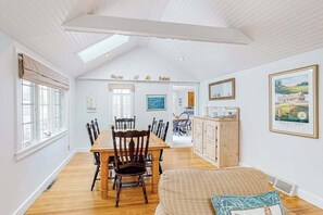 Dining - Tree-lined home with lovely yard, decks & private beach access - walk to town (West Hyannisport)