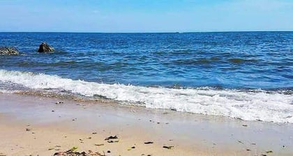Coastal cottage close to sandy beach with private deck, kayaks & dog friendly
