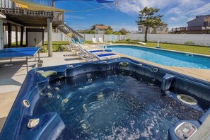 Pool - Oceanside beach house with private hot tub & pool, spacious deck, games, W/D, AC (Virginia Beach)