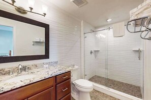 Shower, towels - Stunning oceanfront home with private indoor/outdoor pools, game room, theater (Virginia Beach)