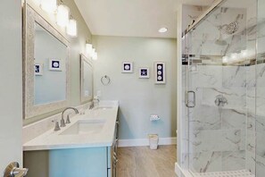 Shower, hair dryer, towels - New Build! Beachside property w/ pool & beach access - Pet friendly (Virginia Beach)