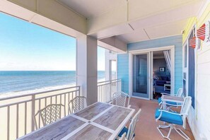 Outdoor dining - Beachfront 3rd-floor condo with ocean views, 3 pools, free wifi gym & w/d (Virginia Beach)