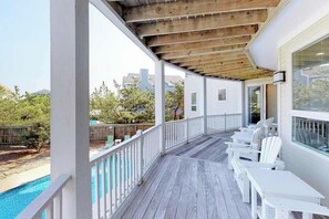 Terrace/patio - Three-story home with private pool, elevator, private W/D, and central AC (Virginia Beach)