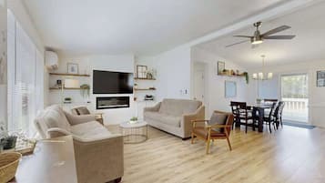 TV, fireplace, offices