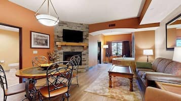 TV, fireplace, offices