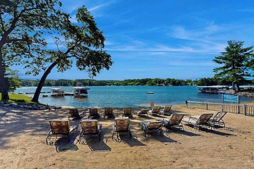 Ultimate relaxation awaits at this luxe lakefront Delton Grand studio