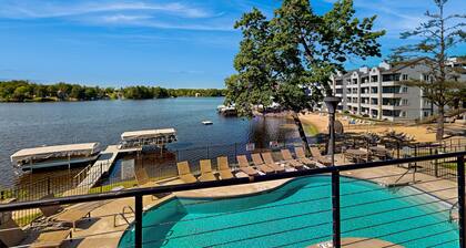 Ultimate relaxation awaits at this luxe lakefront Delton Grand studio