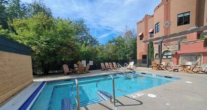 Riverside resort studio with balcony