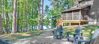 Gorgeous lake home with private pier, beach, firepit, deck, & grill + water toys
