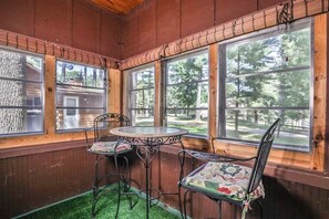 Dining - Lake view, dog-friendly cabin with porch & shared dock, swimming area, firepit (St. Germain)