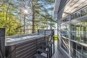 Terrace/patio - Lakefront retreat with hot tub, water view, game room, home theater & dock (Phelps)