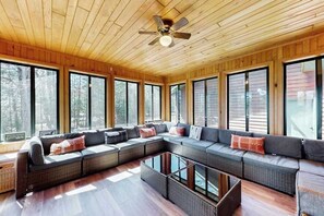 TV, fireplace, DVD player, offices - Dog-friendly lodging w/ scenic deck, pool table, lake dock, & free WiFi (St. Germain)