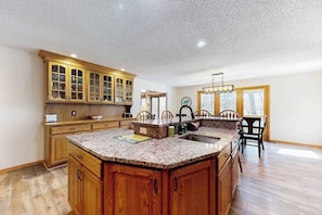 Fridge, microwave, oven, stovetop - Dog-friendly lodging w/ scenic deck, pool table, lake dock, & free WiFi (St. Germain)