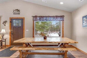 Dining - Modern dog-friendly cabin with hot tub, gas fireplace, patio, grill, & washer/dryer (Conover)