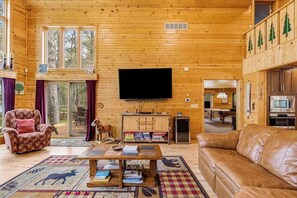 TV, fireplace, DVD player - Lakefront home with game rooms, dock, kayaks, private beach, fireplace, firepit (Conover)
