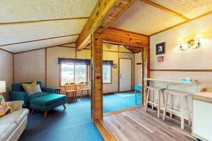 TV, offices - Lakefront cottage w/ a dock, shared furnished patio, firepit, & a paddleboat (Eagle River)