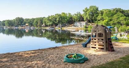 Lakefront condo near golf with amazing views, private beach access, & fireplace