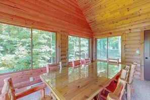 Dining - Beautiful Lakefront Cabin with a Private Dock, Firepit, and Large Yard! (Presque Isle)