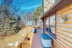 Terrace/patio - Waterfront Log Cabin Retreat with Private Boat Dock, Gas Grill, Fire pit & WIFI (Necedah)